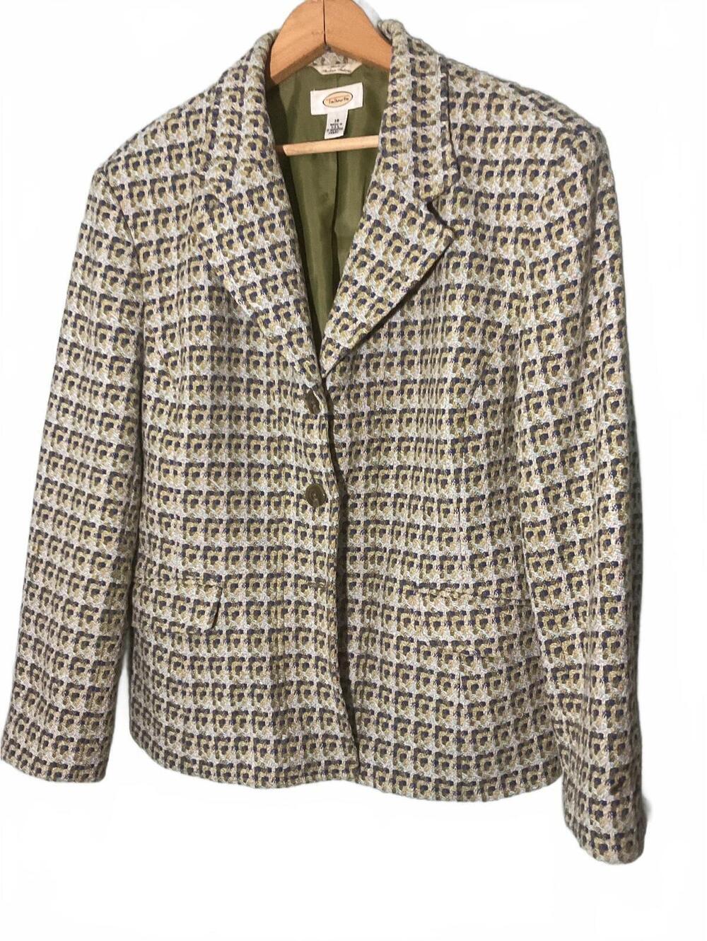 Talbots  Vintage Women's Tweed  Wool Blend Blazer Size 18 Made in USA